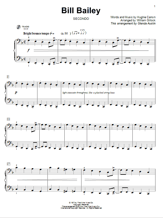 William Gillock Bill Bailey sheet music notes and chords arranged for Educational Piano