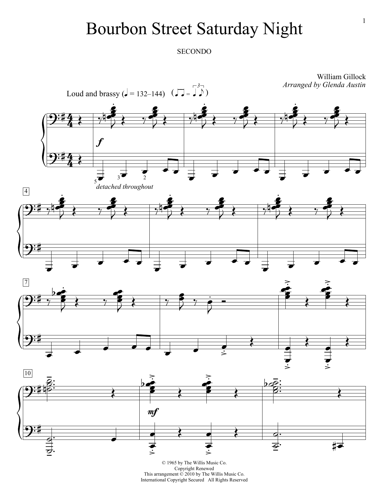 William Gillock Bourbon Street Saturday Night sheet music notes and chords arranged for Educational Piano