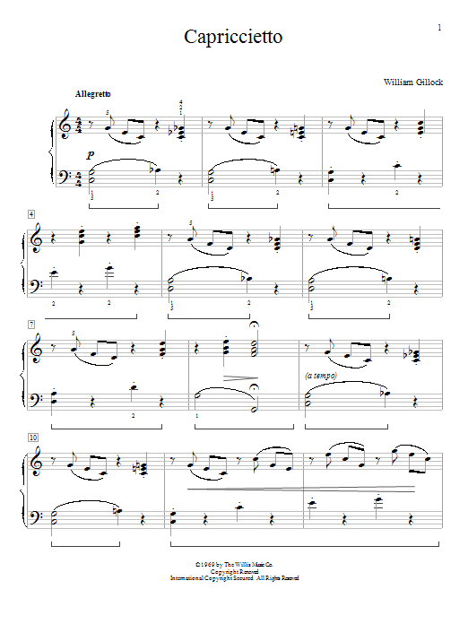 William Gillock Capriccietto sheet music notes and chords arranged for Educational Piano