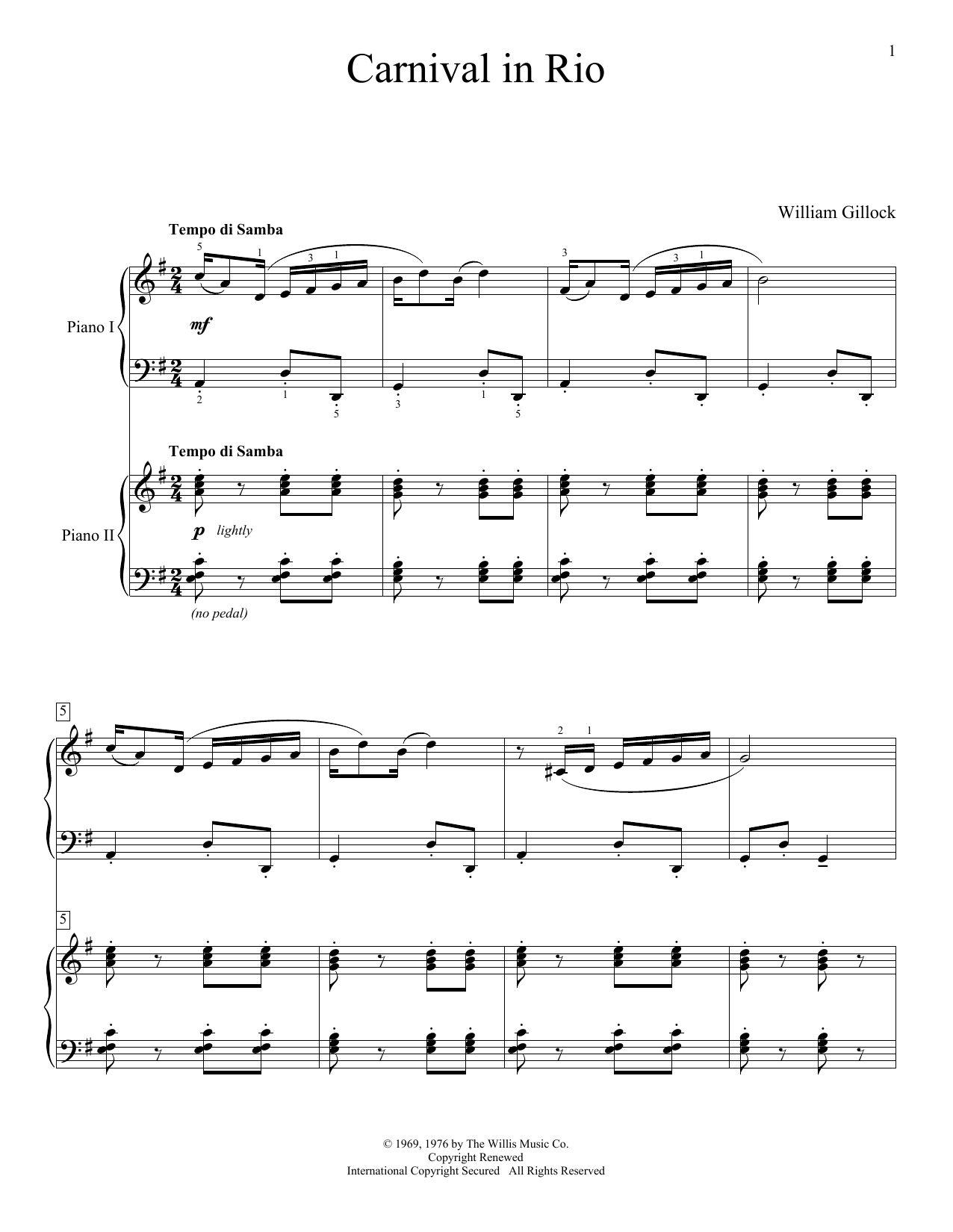 William Gillock Carnival In Rio sheet music notes and chords arranged for Educational Piano