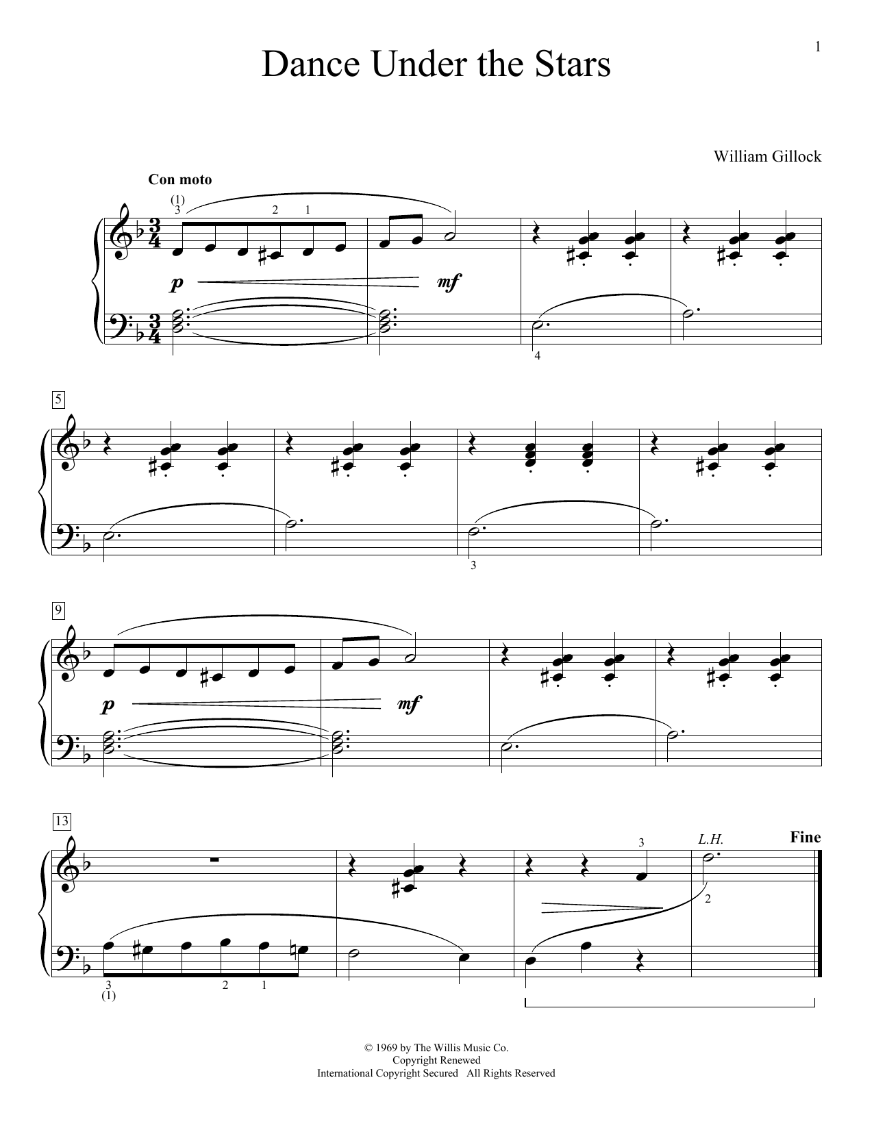 William Gillock Dance Under the Stars sheet music notes and chords arranged for Educational Piano