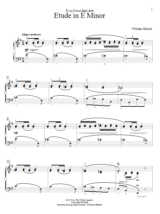 William Gillock Etude In E Minor sheet music notes and chords arranged for Educational Piano