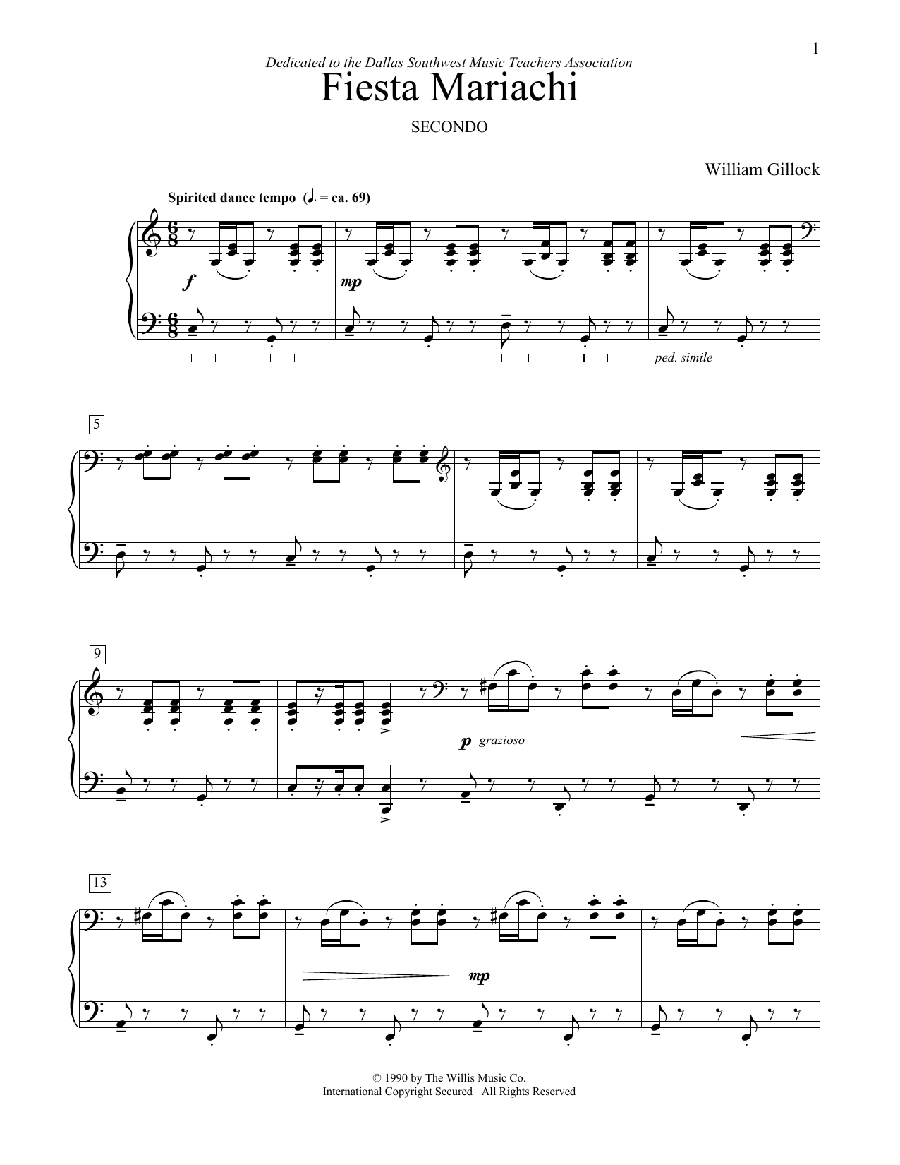 William Gillock Fiesta Mariachi sheet music notes and chords arranged for Piano Duet
