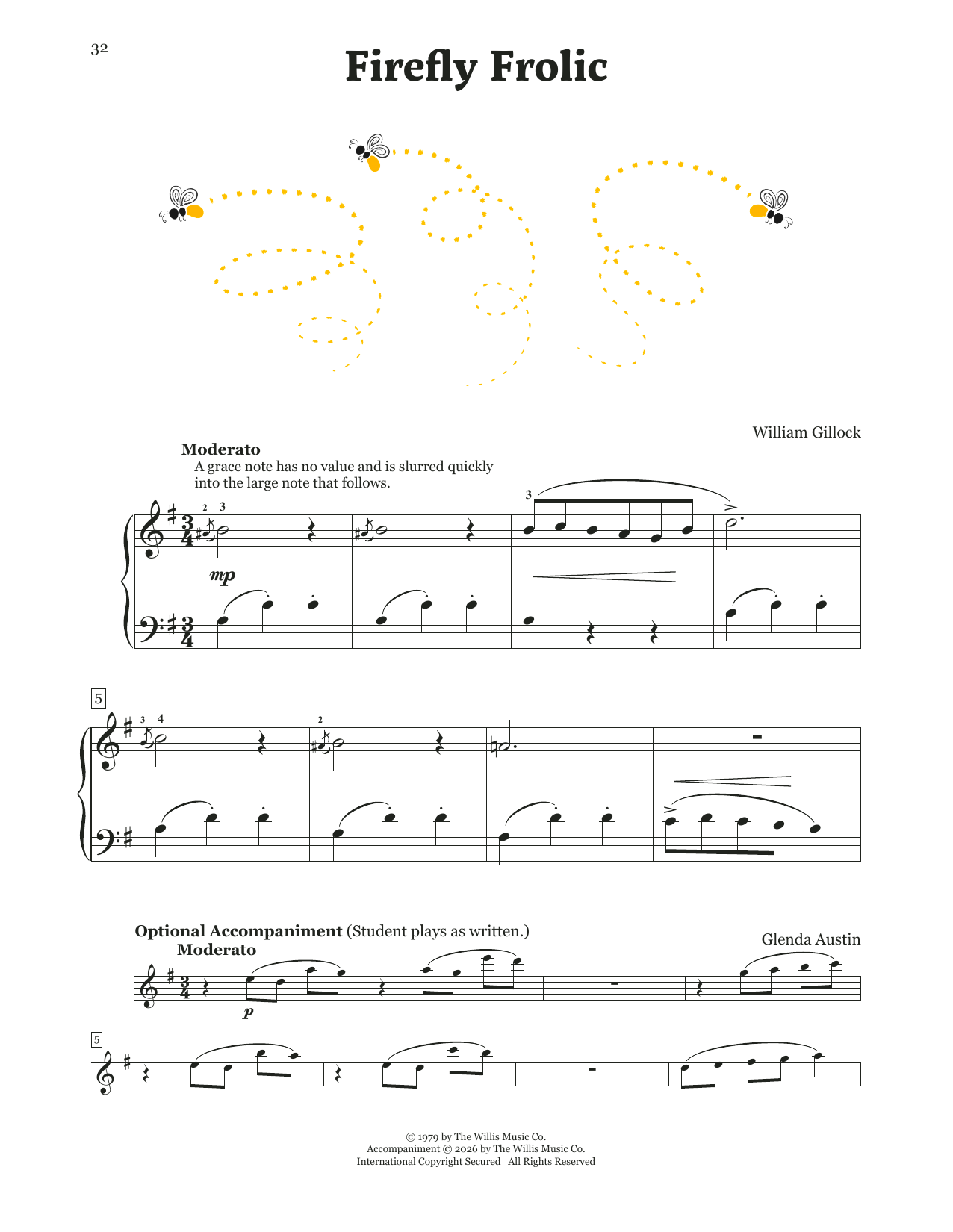 William Gillock Firefly Frolic sheet music notes and chords arranged for Educational Piano