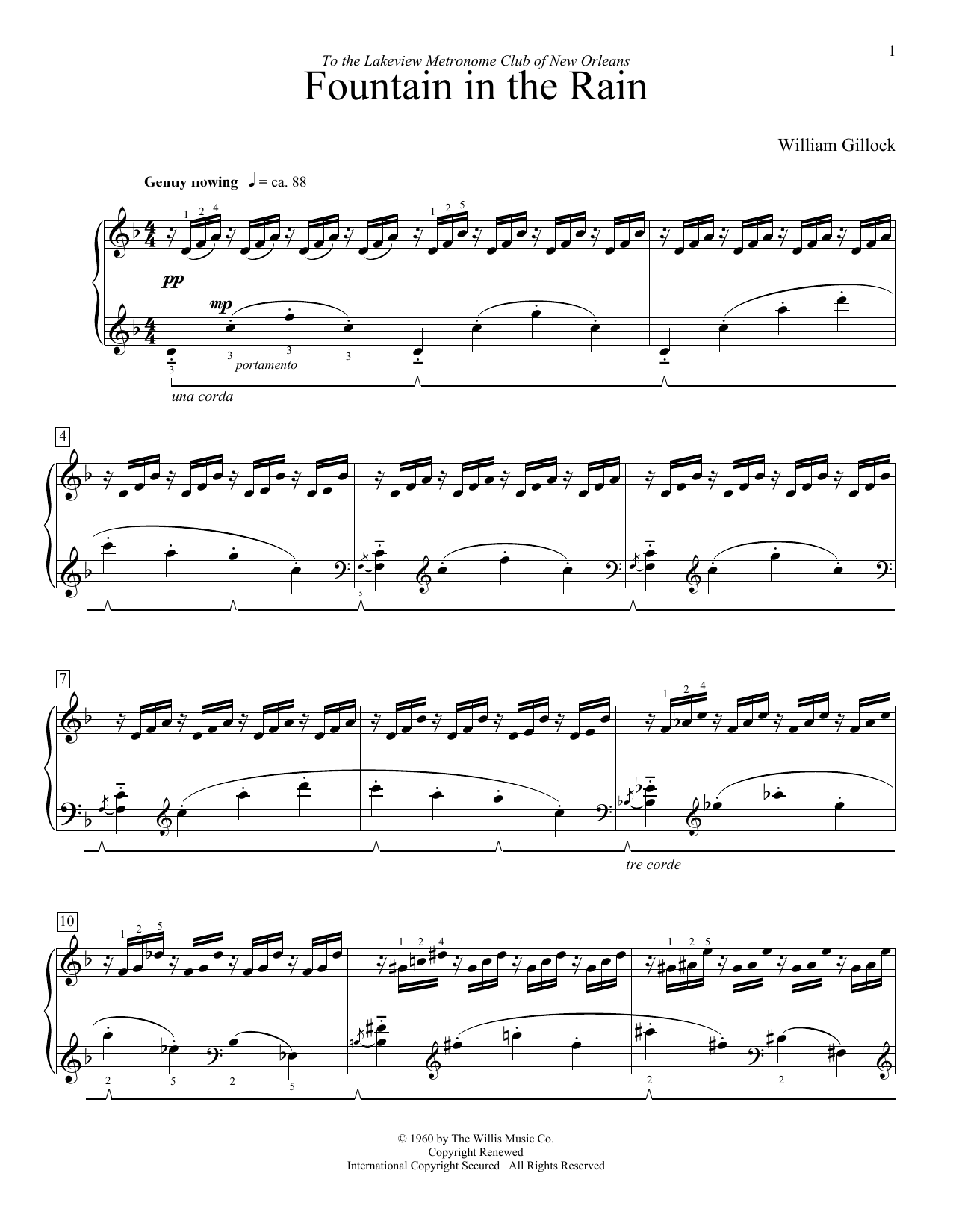 William Gillock Fountain In The Rain sheet music notes and chords arranged for Educational Piano
