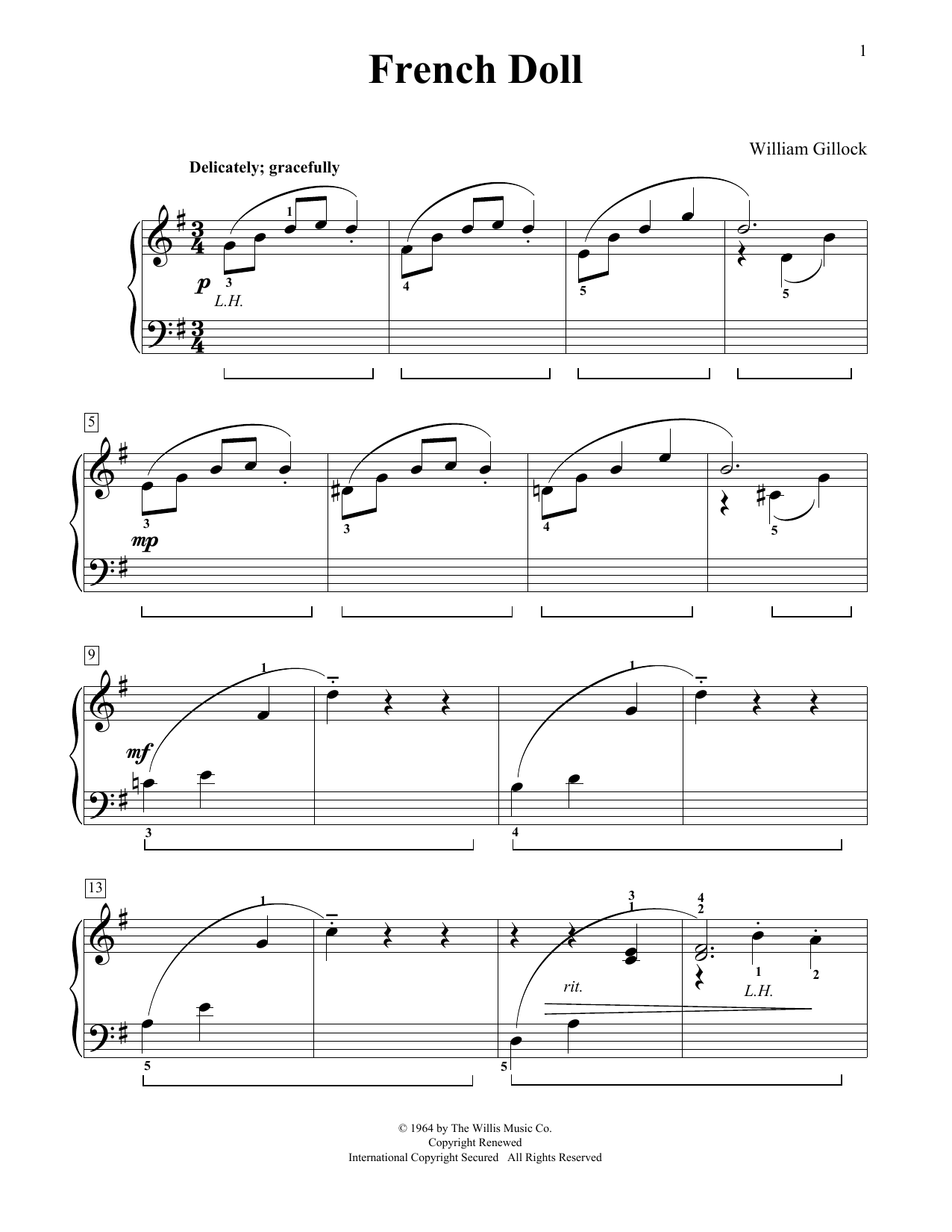 William Gillock French Doll sheet music notes and chords arranged for Educational Piano