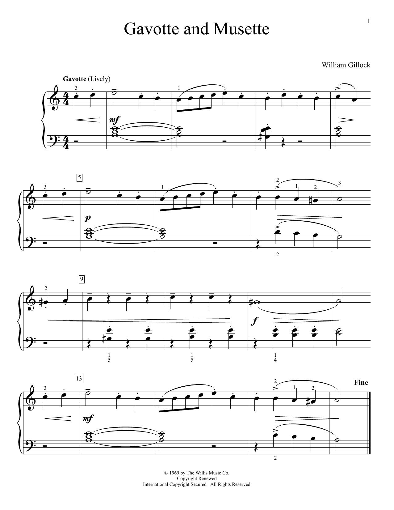 William Gillock Gavotte And Musette sheet music notes and chords arranged for Educational Piano