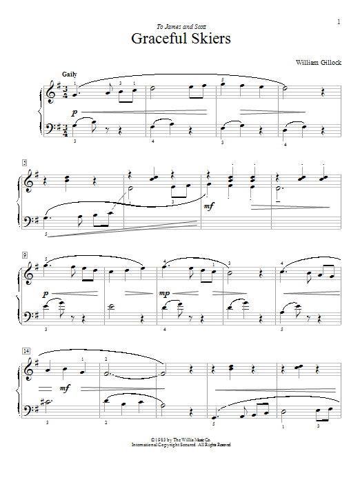 William Gillock Graceful Skiers sheet music notes and chords arranged for Educational Piano