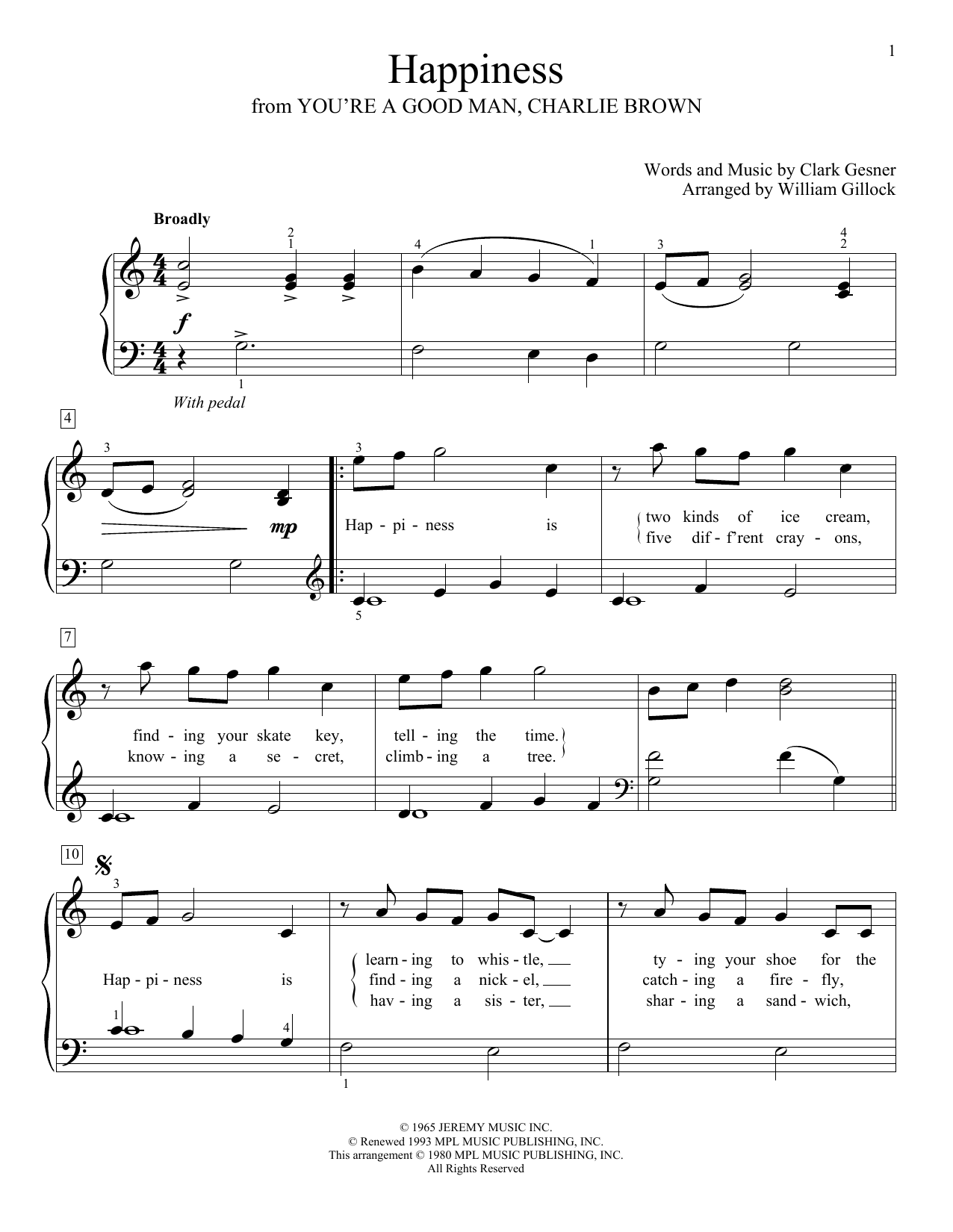 William Gillock Happiness sheet music notes and chords arranged for Educational Piano