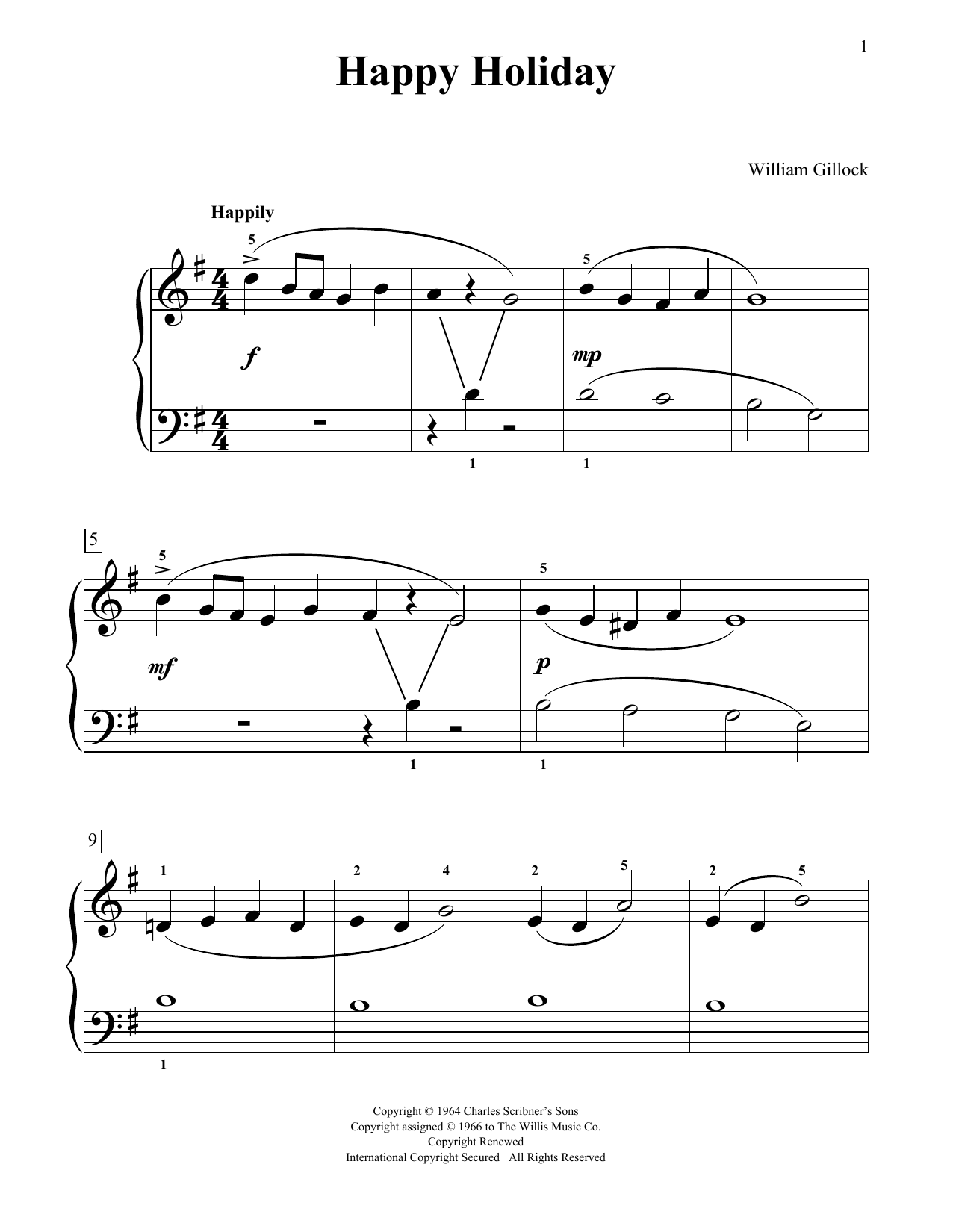 William Gillock Happy Holiday sheet music notes and chords arranged for Educational Piano