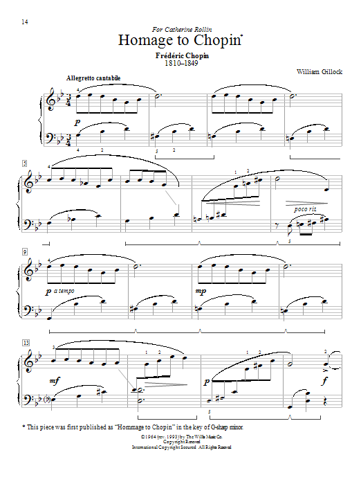 William Gillock Homage To Chopin sheet music notes and chords arranged for Educational Piano