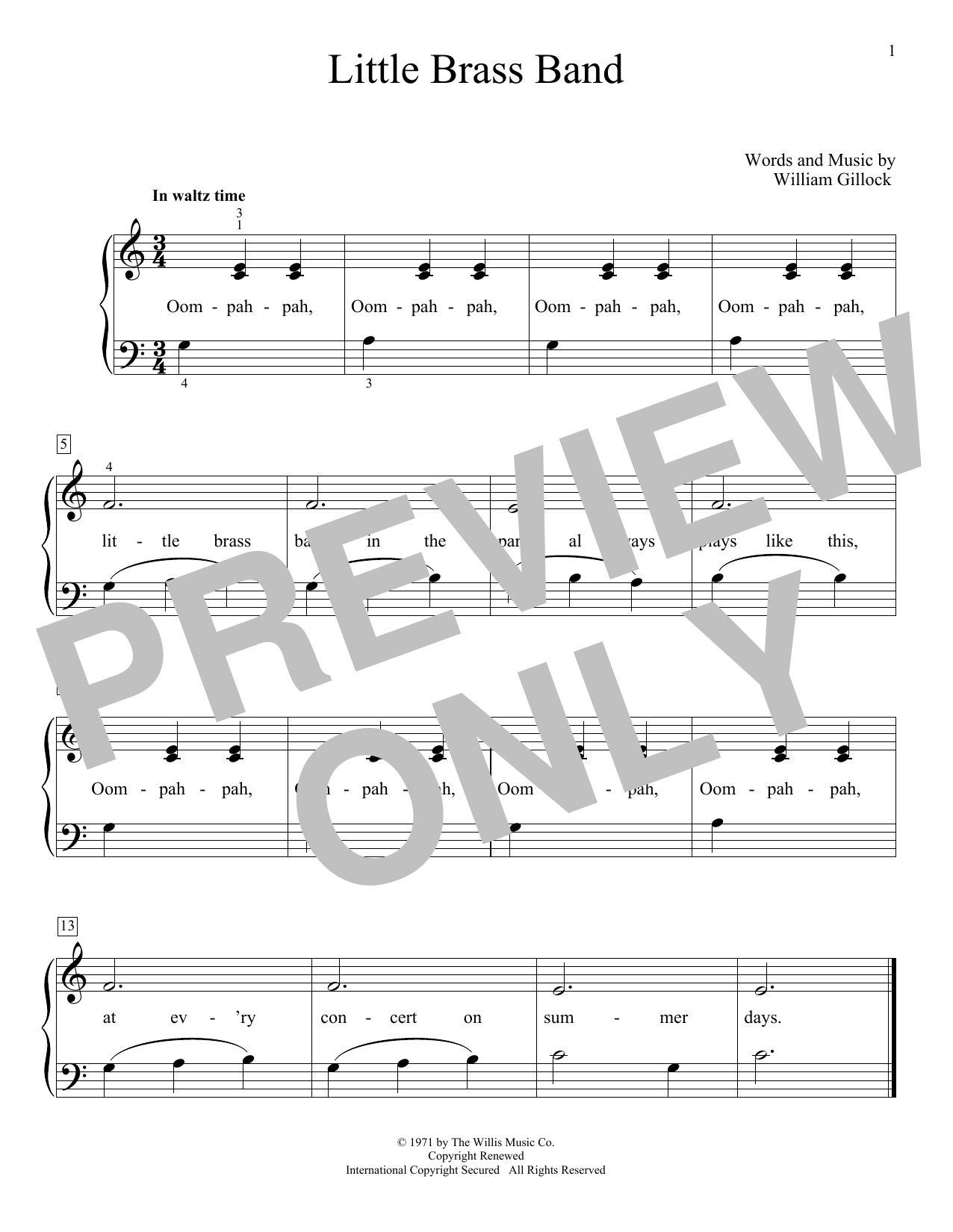 William Gillock Little Brass Band sheet music notes and chords arranged for Educational Piano