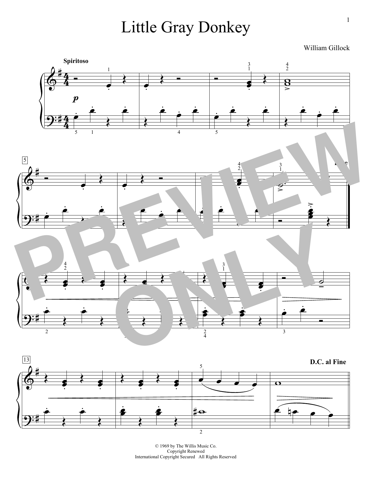 William Gillock Little Gray Donkey sheet music notes and chords arranged for Educational Piano
