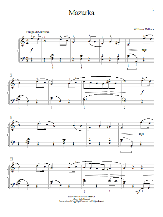 William Gillock Mazurka sheet music notes and chords arranged for Educational Piano
