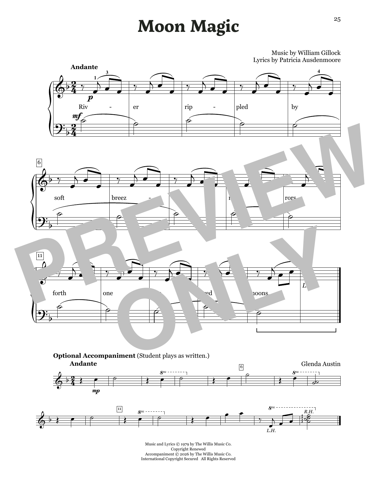 William Gillock Moon Magic sheet music notes and chords arranged for Educational Piano