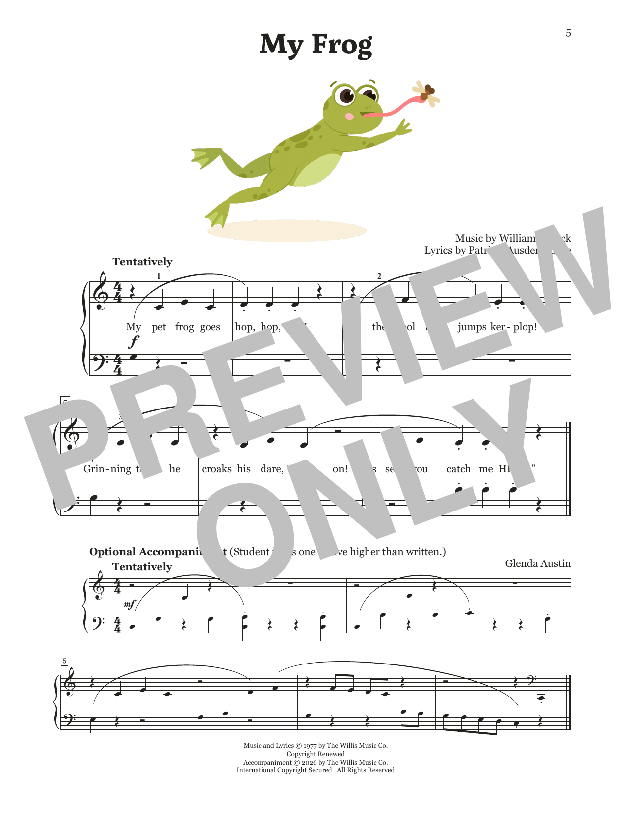 William Gillock My Frog sheet music notes and chords arranged for Educational Piano