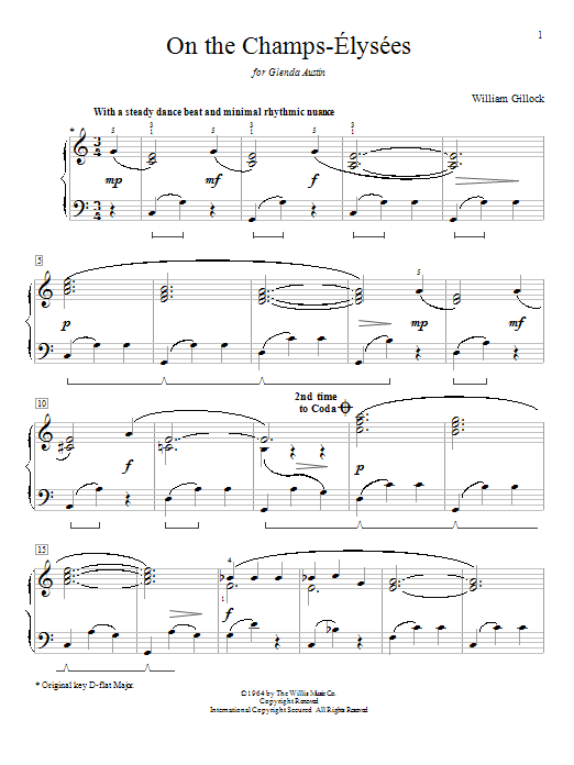 William Gillock On The Champs-Elysees sheet music notes and chords arranged for Educational Piano