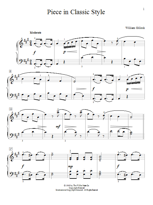 William Gillock Piece In Classic Style sheet music notes and chords arranged for Educational Piano