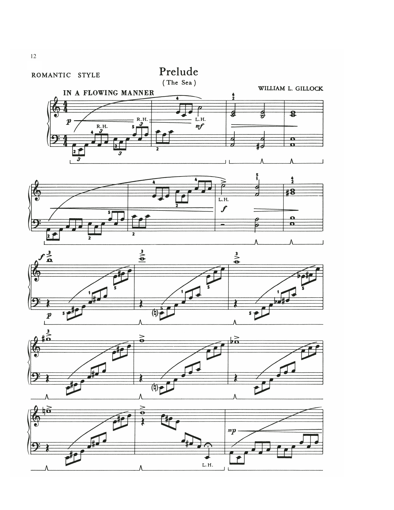 William Gillock Prelude (The Sea) sheet music notes and chords arranged for Educational Piano