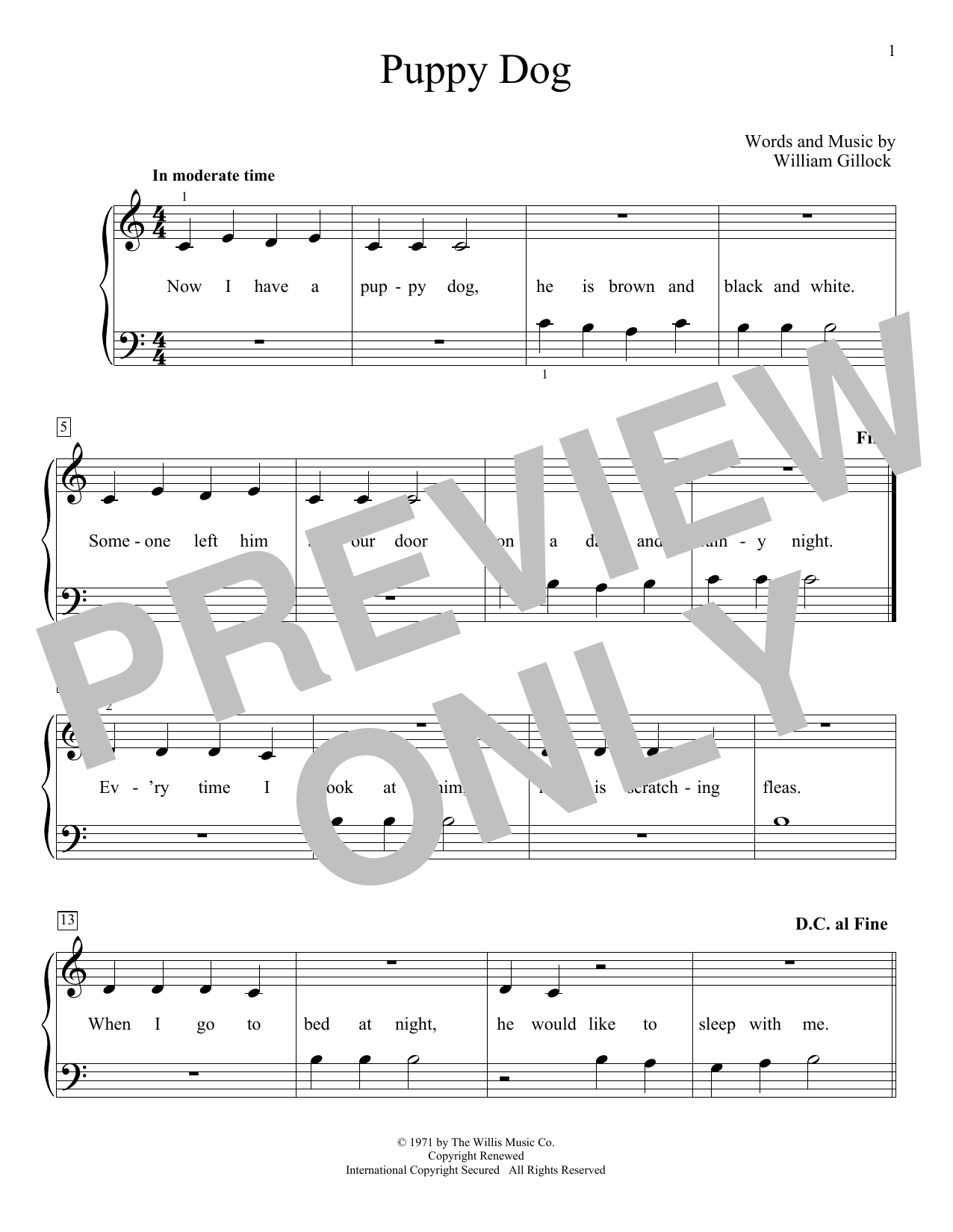 William Gillock Puppy Dog sheet music notes and chords arranged for Educational Piano