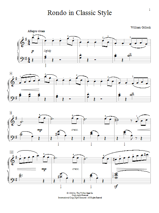 William Gillock Rondo In Classic Style sheet music notes and chords arranged for Educational Piano