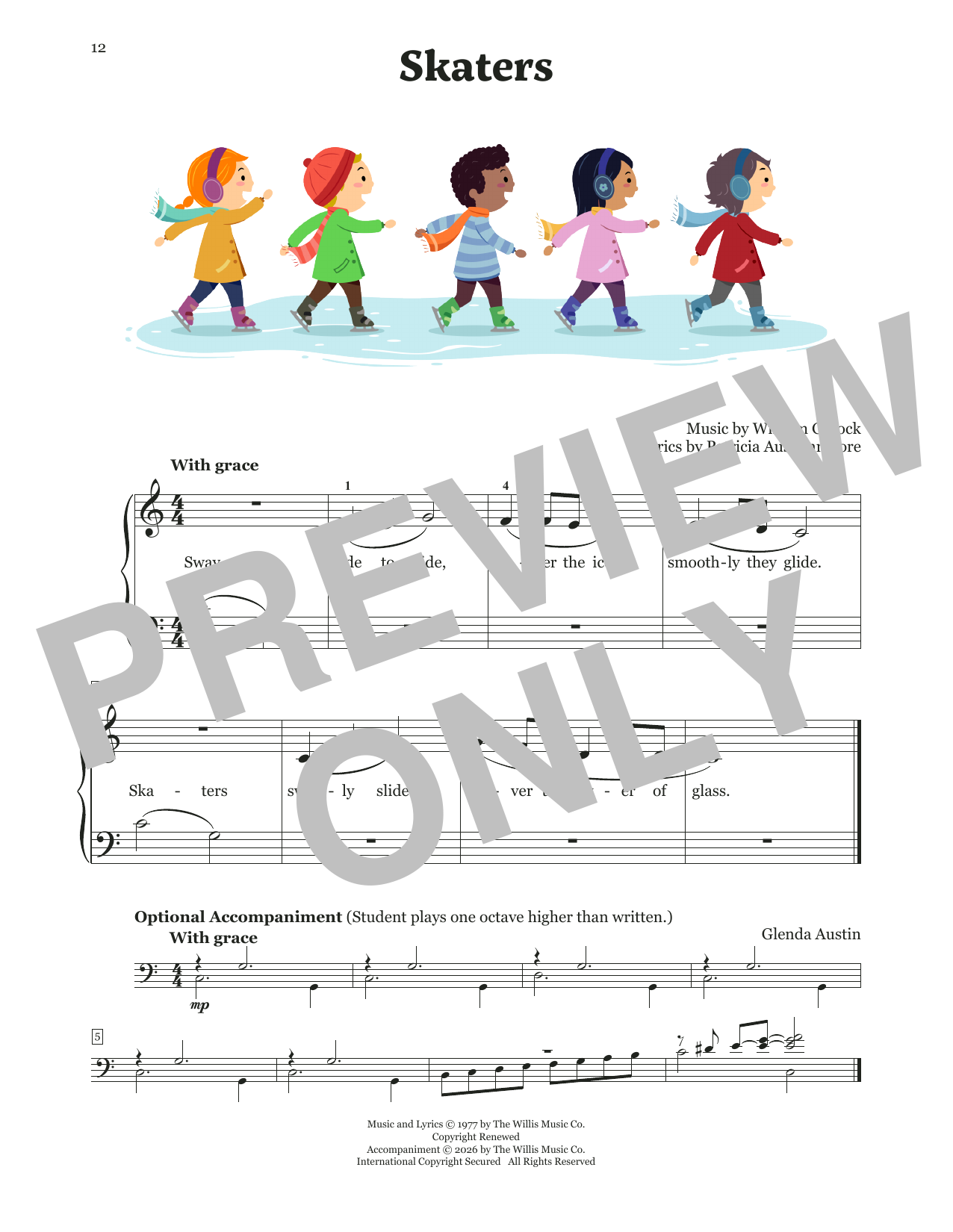 William Gillock Skaters sheet music notes and chords arranged for Educational Piano