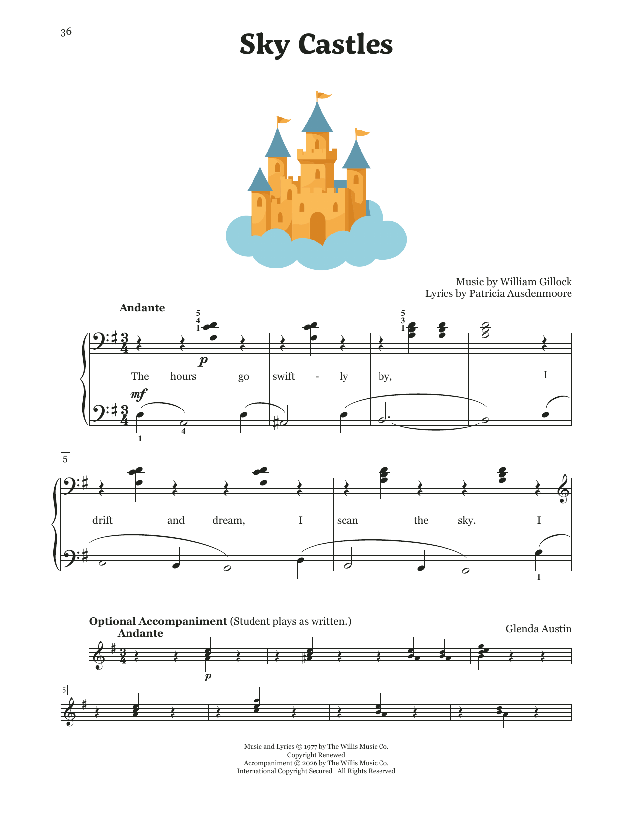 William Gillock Sky Castles sheet music notes and chords arranged for Educational Piano