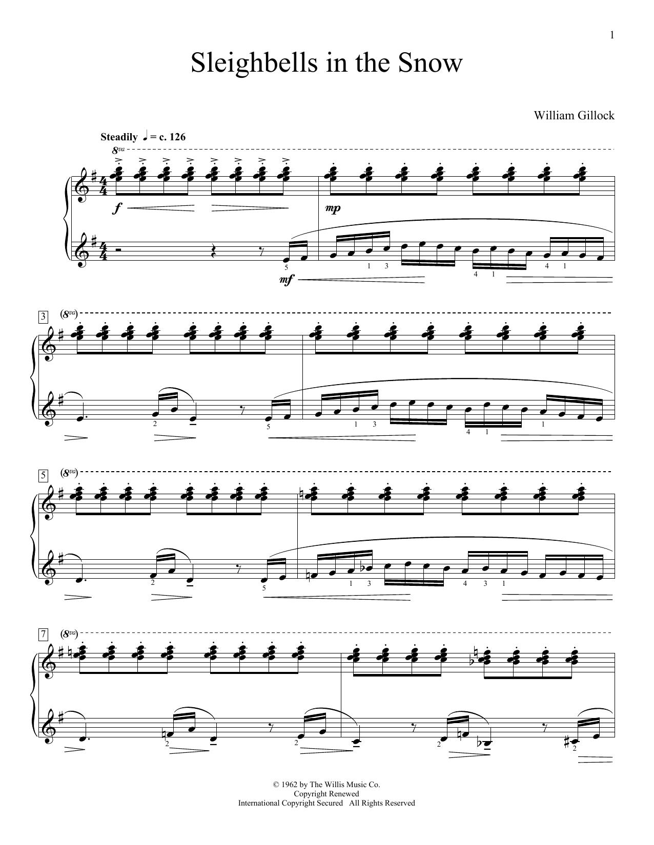 William Gillock Sleighbells In The Snow sheet music notes and chords arranged for Educational Piano