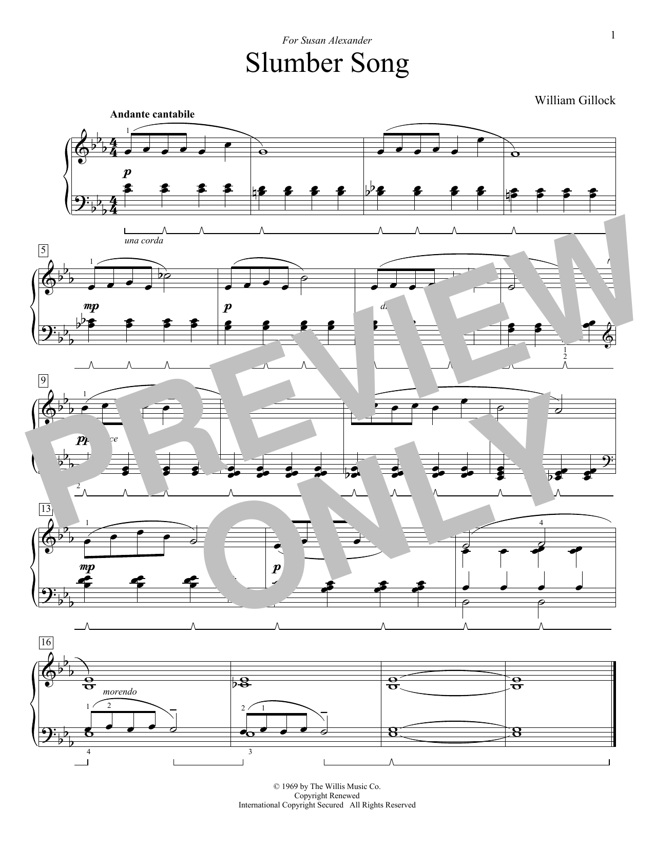 William Gillock Slumber Song sheet music notes and chords arranged for Educational Piano