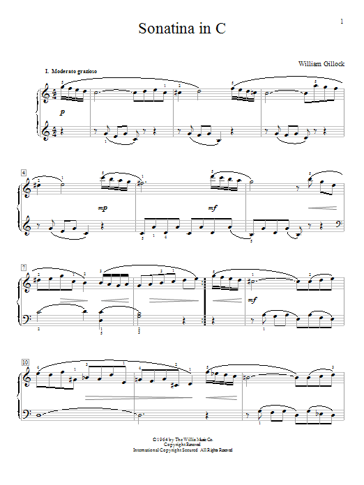 William Gillock Sonatina In C sheet music notes and chords arranged for Educational Piano