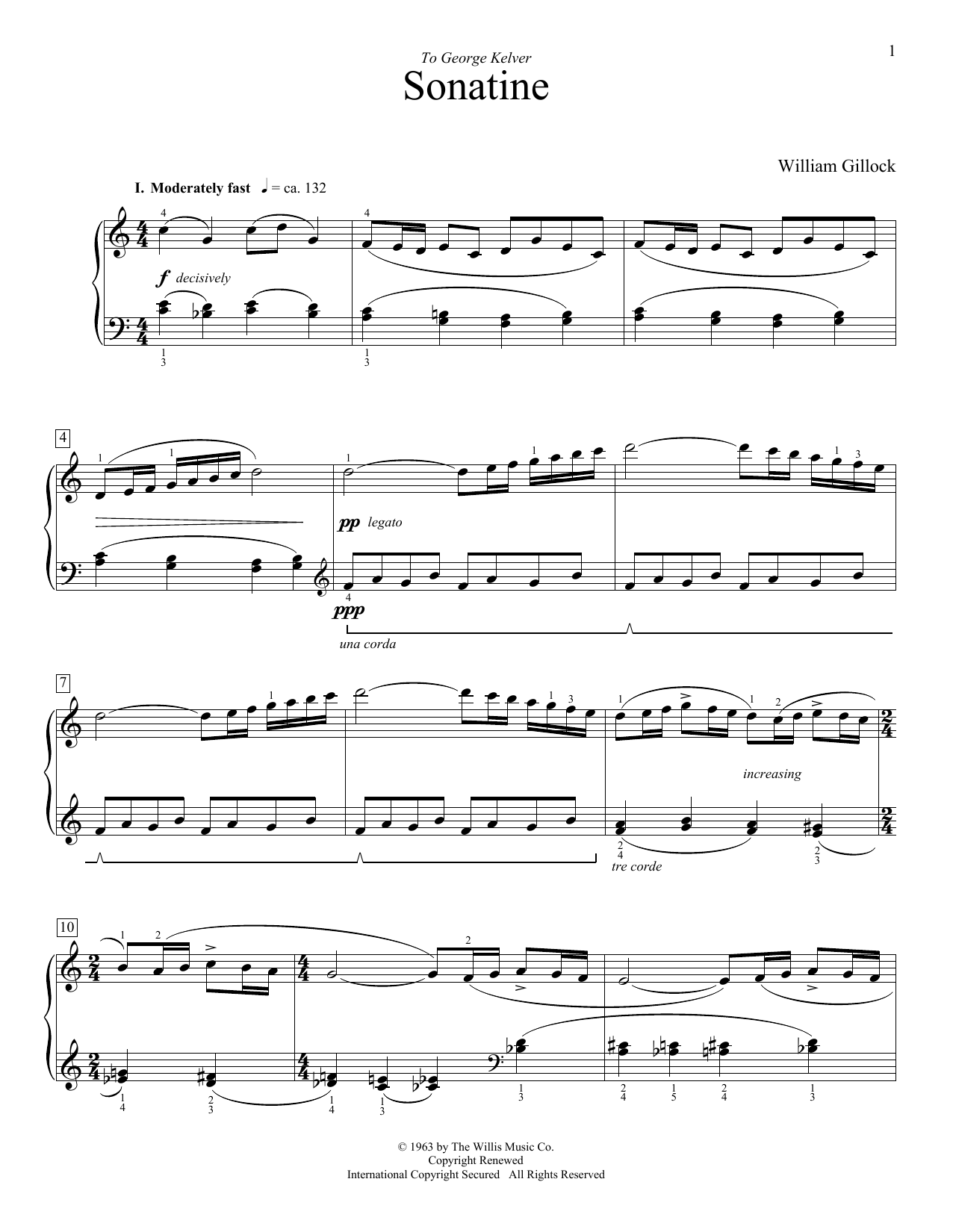 William Gillock Sonatine sheet music notes and chords arranged for Educational Piano