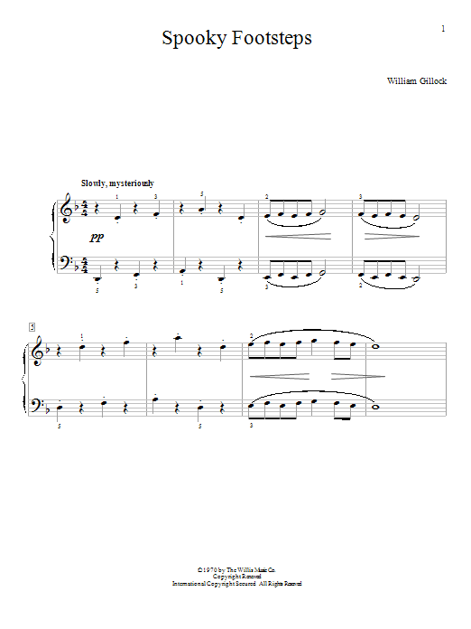 William Gillock Spooky Footsteps sheet music notes and chords arranged for Educational Piano