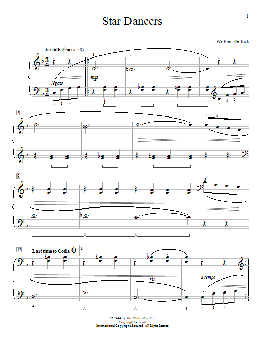 William Gillock Star Dancers sheet music notes and chords arranged for Educational Piano