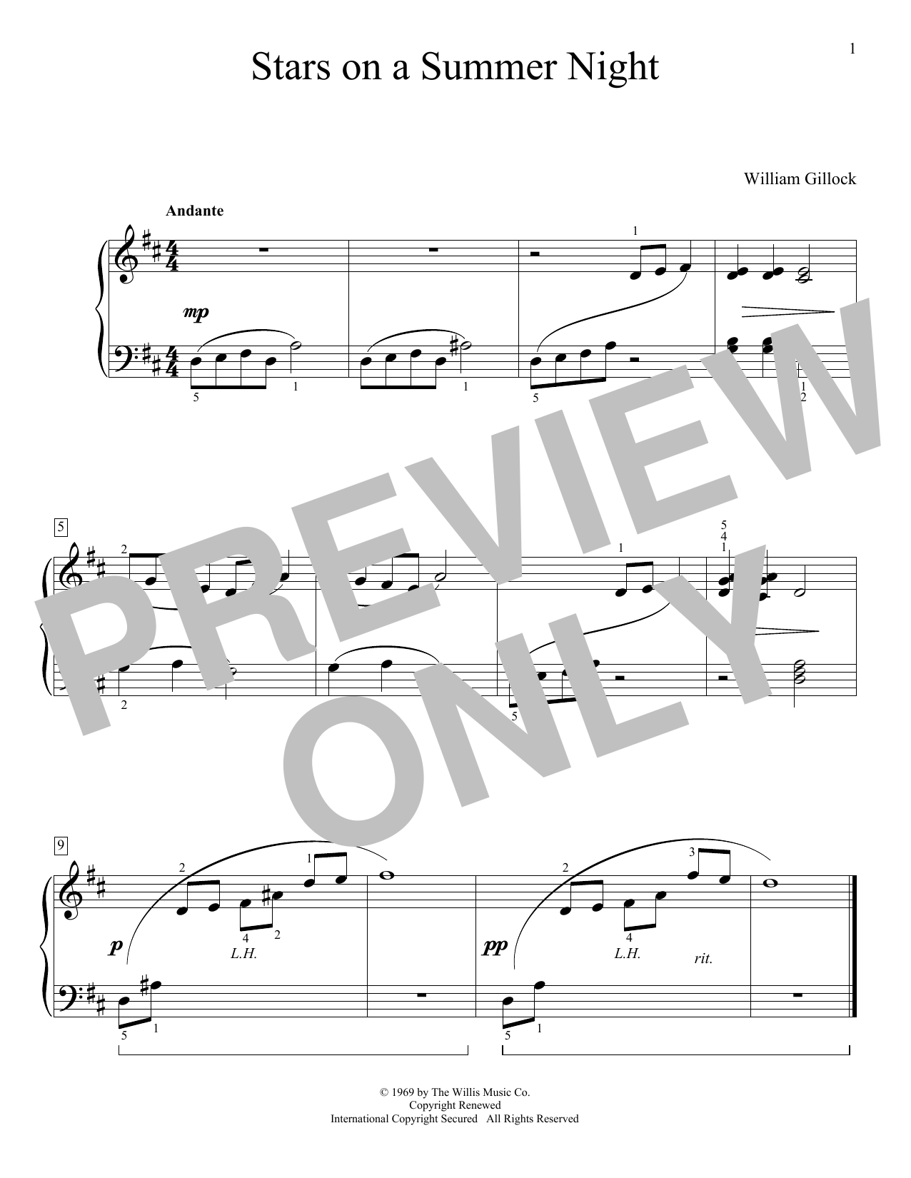 William Gillock Stars On A Summer Night sheet music notes and chords arranged for Educational Piano