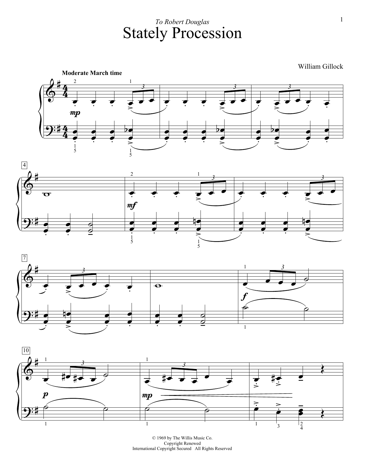 William Gillock Stately Procession sheet music notes and chords arranged for Educational Piano
