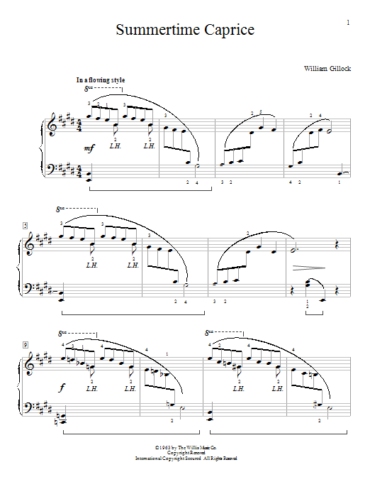 William Gillock Summertime Caprice sheet music notes and chords arranged for Educational Piano