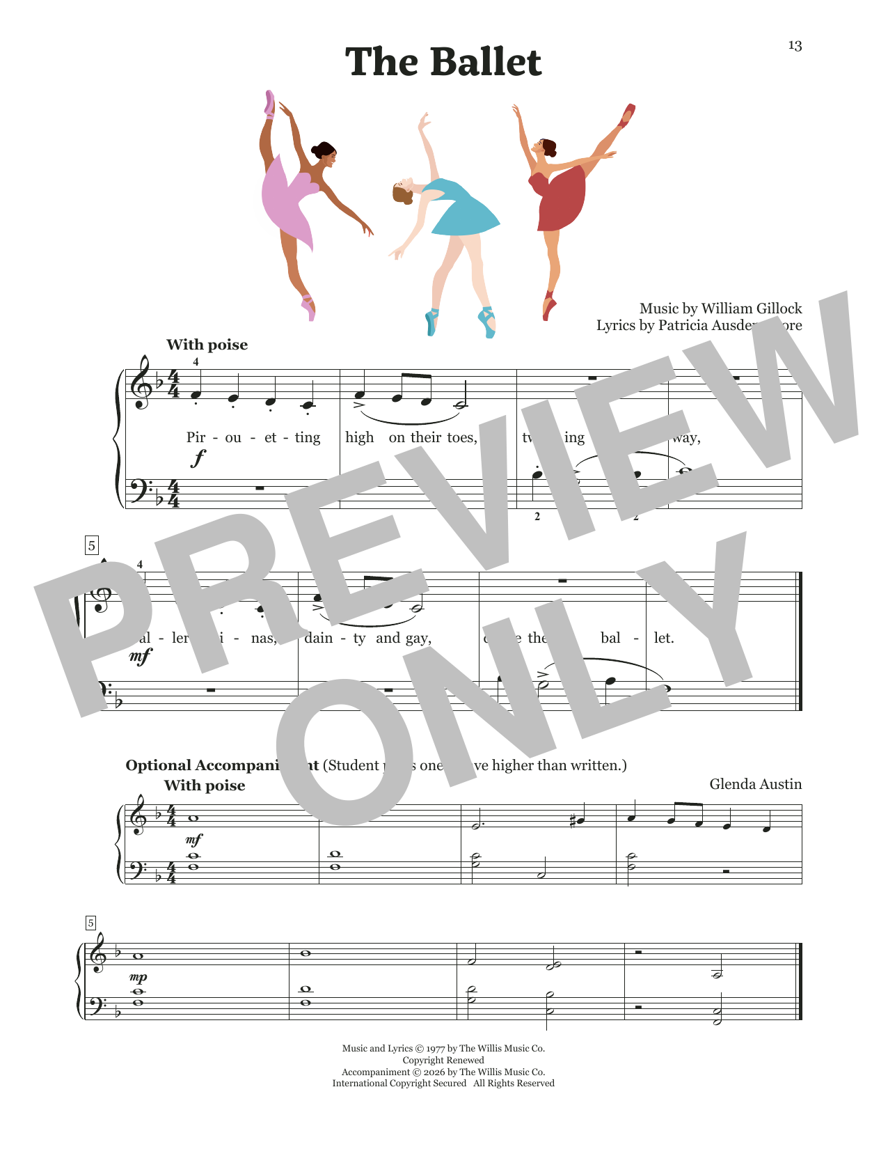 William Gillock The Ballet sheet music notes and chords arranged for Educational Piano