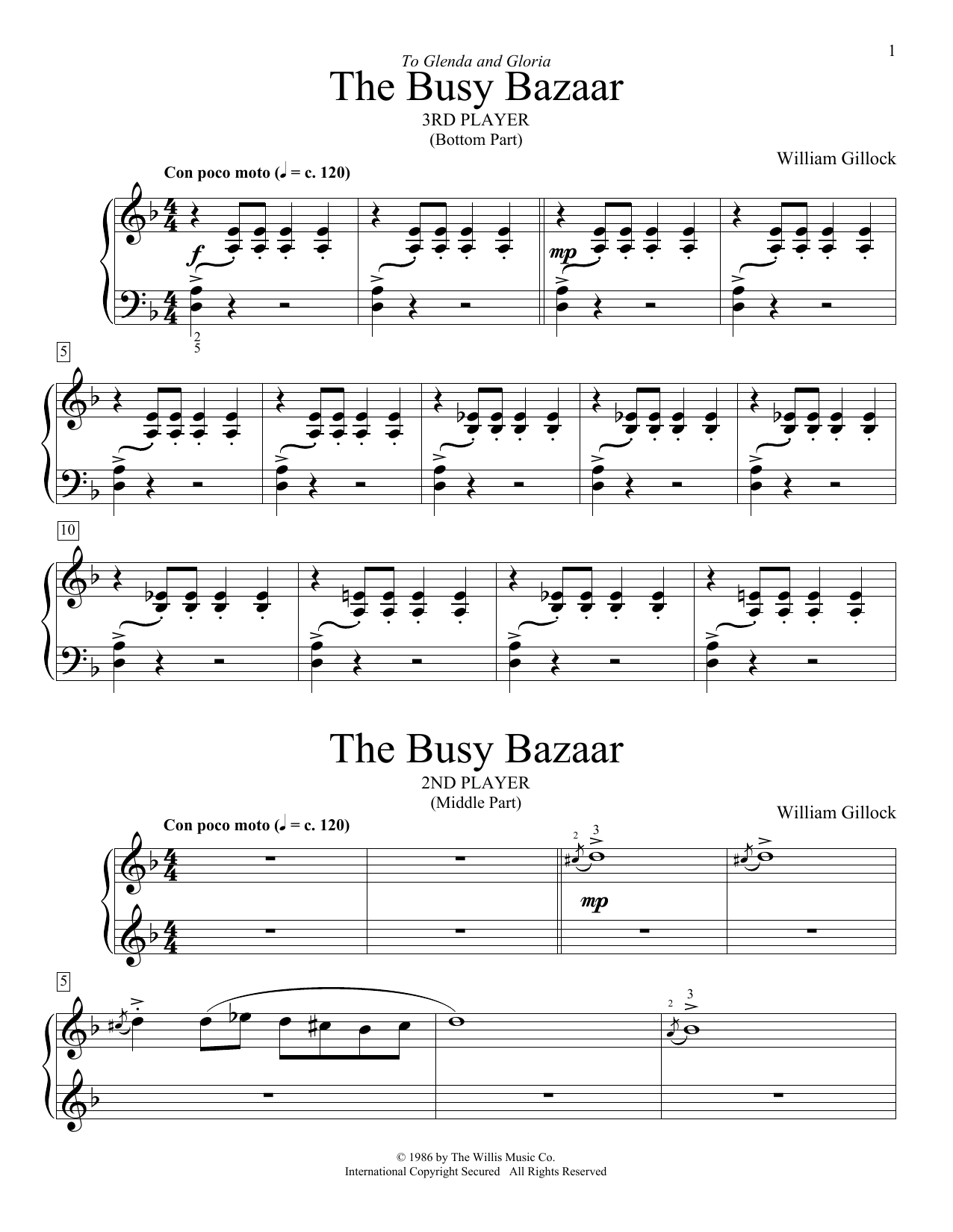 William Gillock The Busy Bazaar sheet music notes and chords arranged for Piano Duet