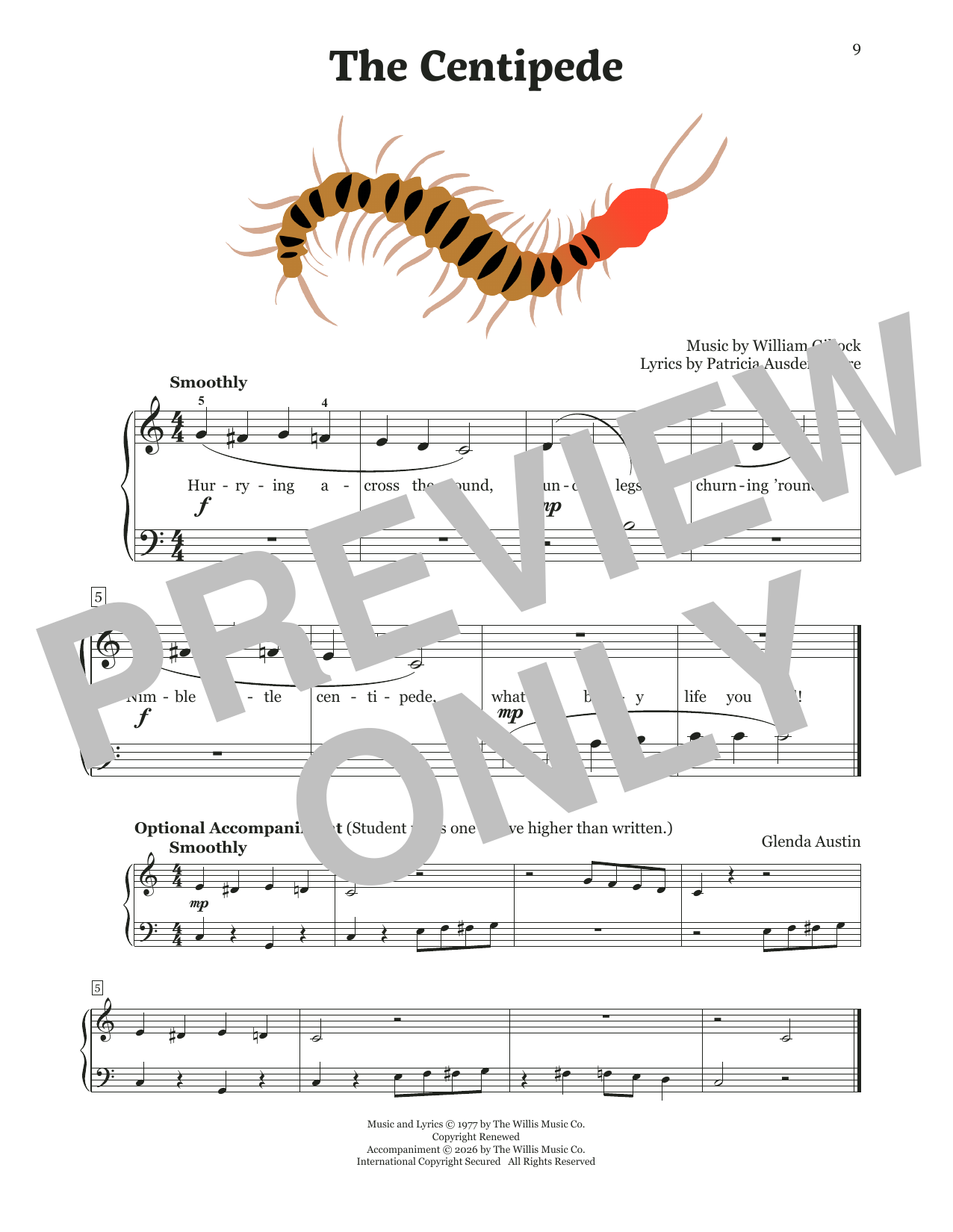 William Gillock The Centipede sheet music notes and chords arranged for Educational Piano