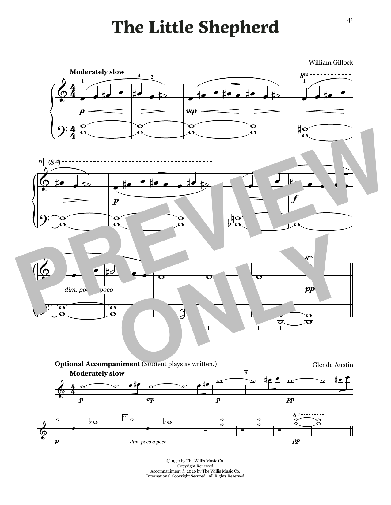 William Gillock The Little Shepherd sheet music notes and chords arranged for Educational Piano