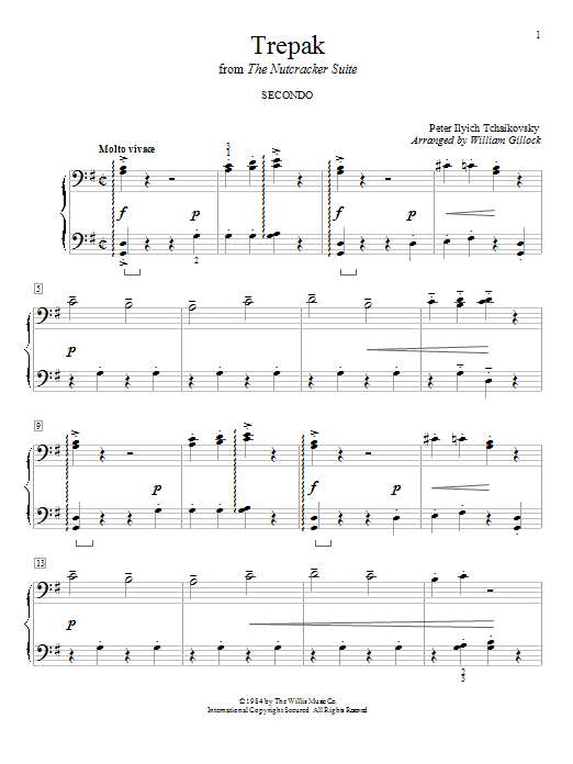 William Gillock Trepak sheet music notes and chords arranged for Piano Duet