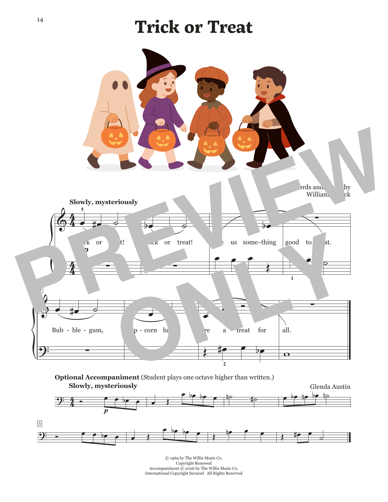 William Gillock Trick Or Treat sheet music notes and chords arranged for Educational Piano