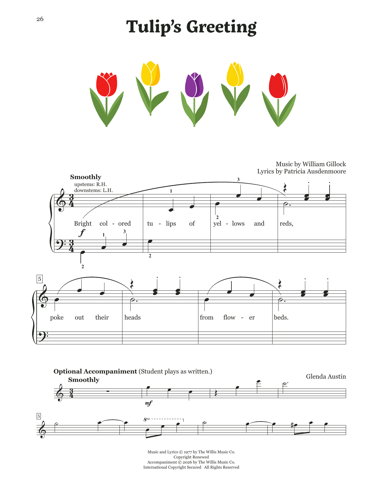 William Gillock Tulip's Greeting sheet music notes and chords arranged for Educational Piano