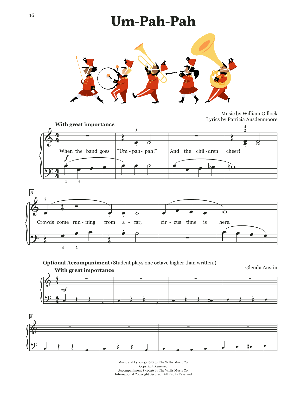 William Gillock Um-Pah-Pah sheet music notes and chords arranged for Educational Piano