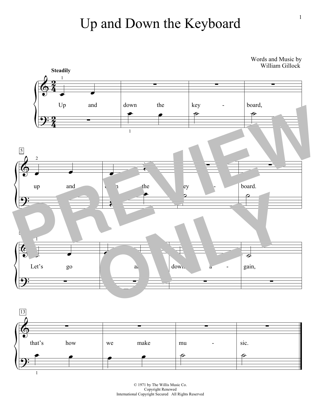William Gillock Up And Down The Keyboard sheet music notes and chords arranged for Educational Piano
