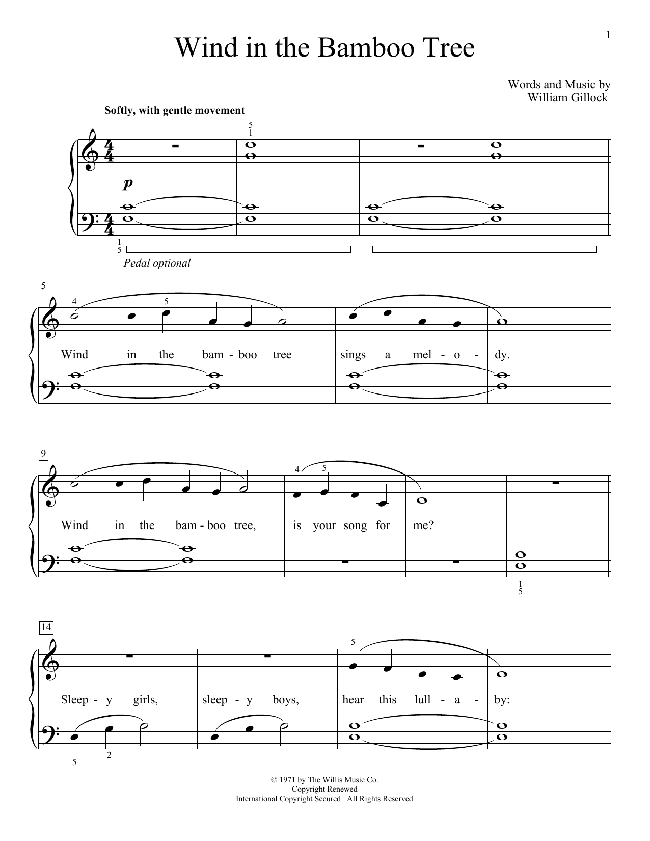 William Gillock Wind In The Bamboo Tree sheet music notes and chords arranged for Educational Piano