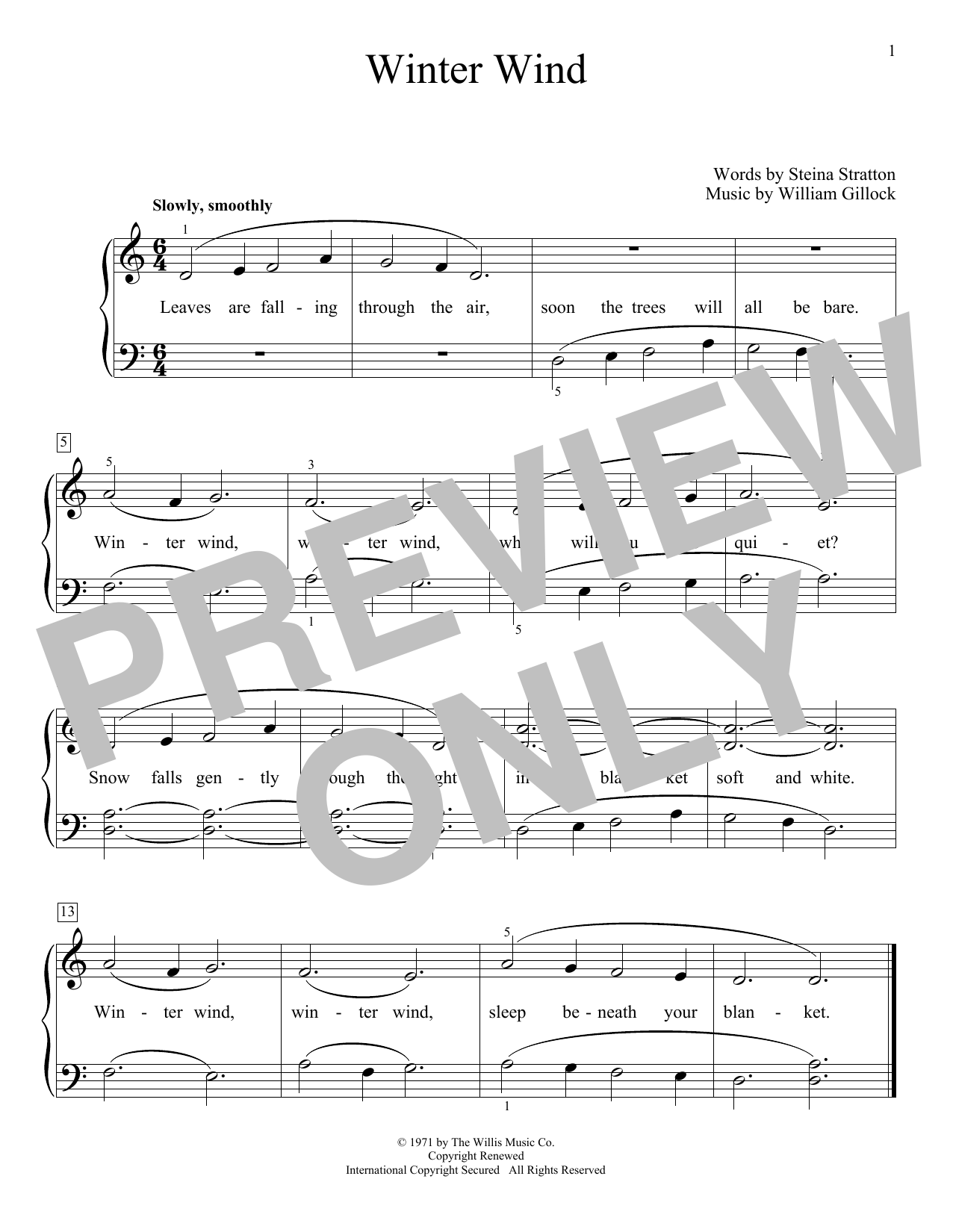 William Gillock Winter Wind sheet music notes and chords arranged for Educational Piano