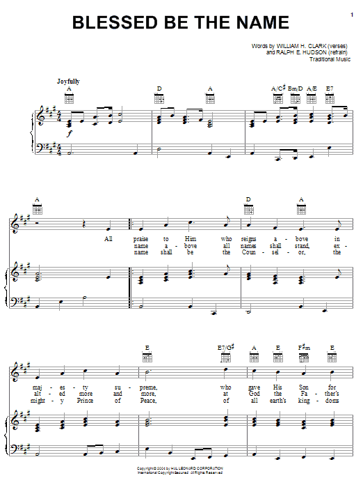William H. Clark Blessed Be The Name sheet music notes and chords arranged for Guitar Chords/Lyrics