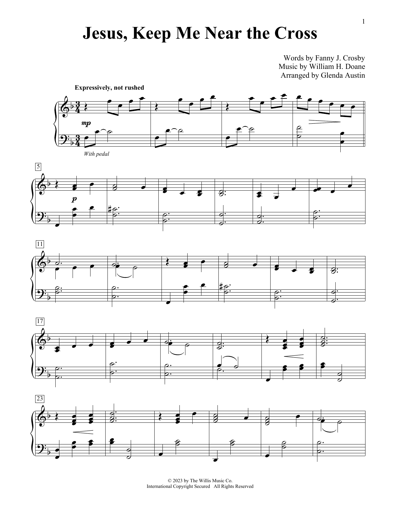 William H. Doane Jesus, Keep Me Near The Cross (arr. Glenda Austin) sheet music notes and chords arranged for Educational Piano