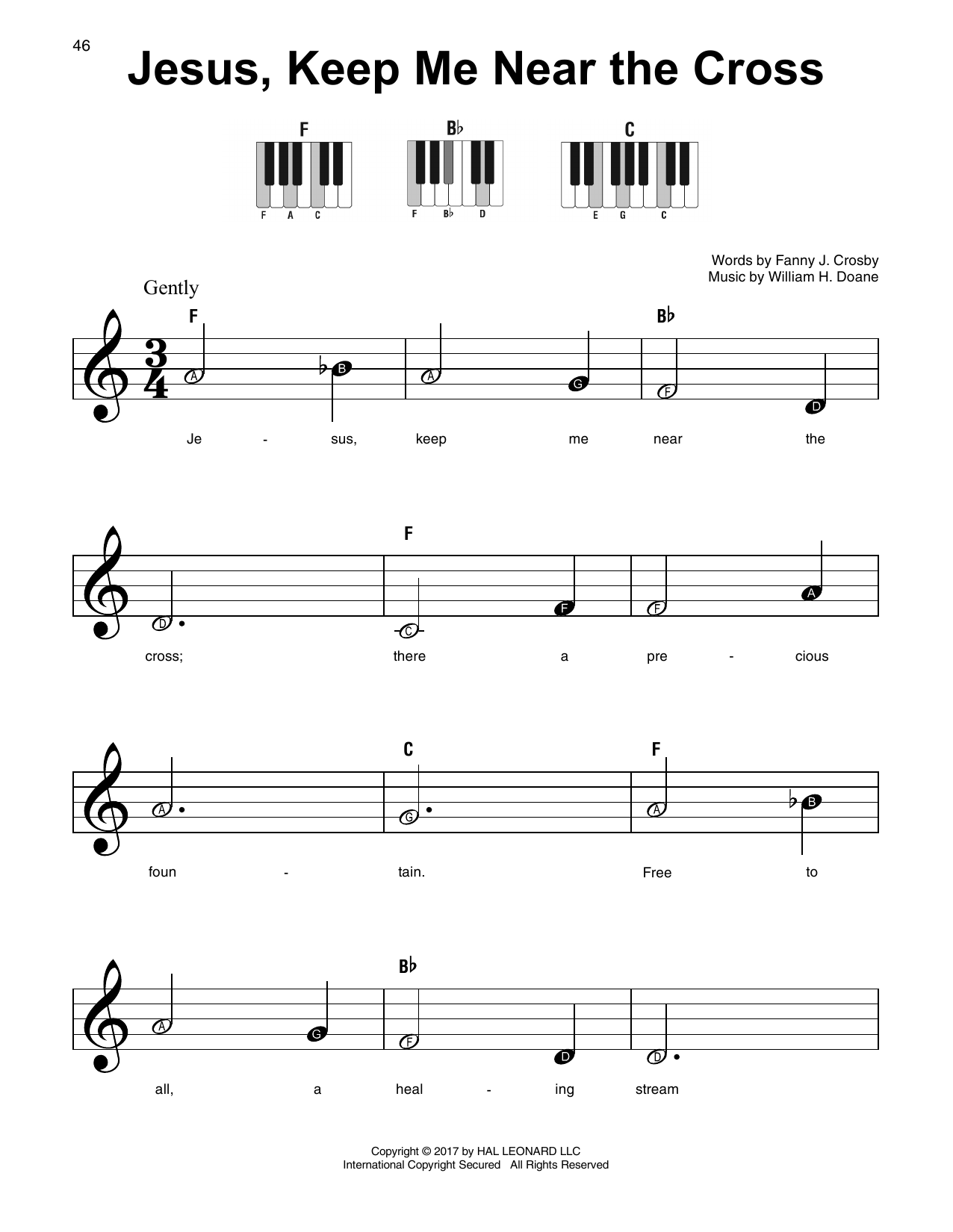 William H. Doane Jesus, Keep Me Near The Cross sheet music notes and chords arranged for Super Easy Piano
